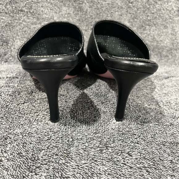 Beautiisoles by Robyn Shreiber black leather heeled sandals made in Italy size 6 - Picture 6 of 11